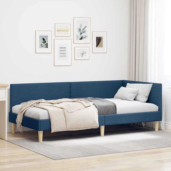 vidaXL Κρεβάτι Γωνίας Άλλο Μπλε 80 x 200 cm Ύφασμα και Έργο ξύλου