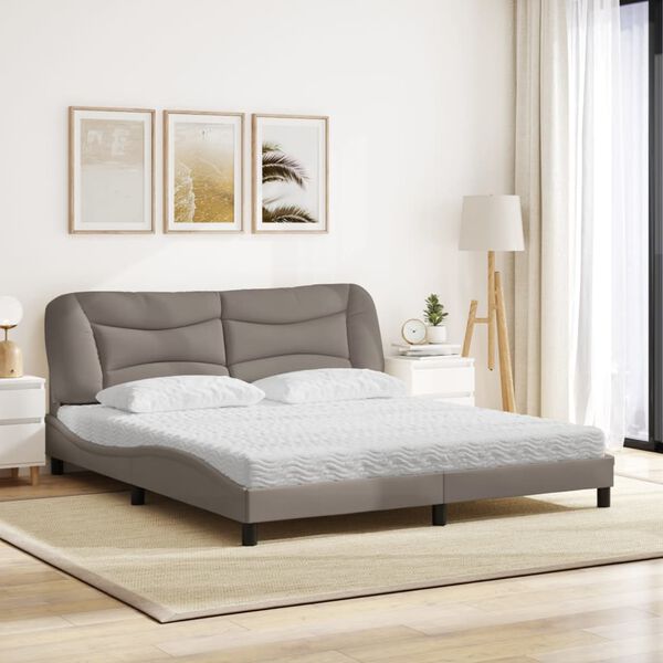 vidaXL Κρεβάτι με Στρώμα Hvar Taupe 180x200 εκ. Υφασμάτινο