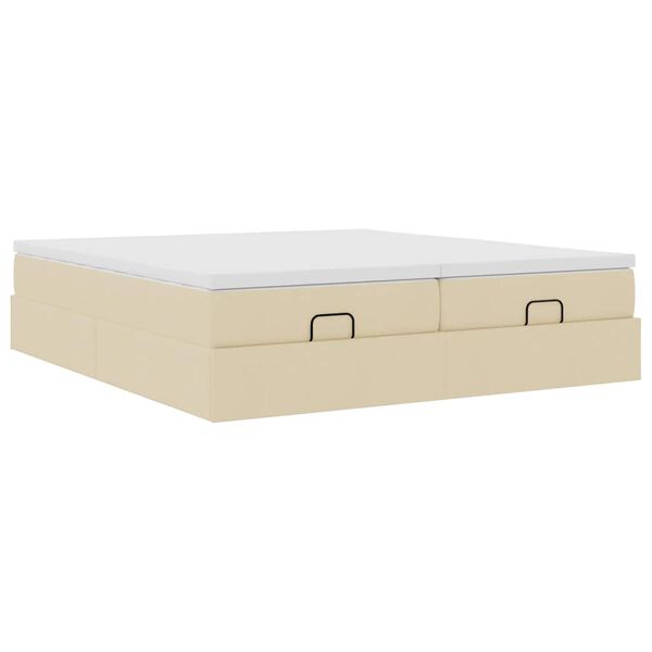 vidaXL Οθωμανικό Κρεβάτι με Στρώματα Κρέμα 200x200cm Ύφασμα