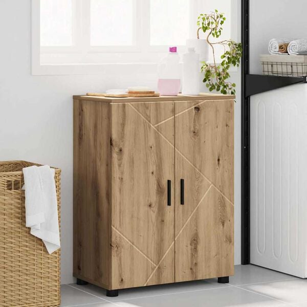 vidaXL Ντουλάπι Μπάνιου με ράφι με πόρτα artisan δρυς 60 x 35 x 80 εκ