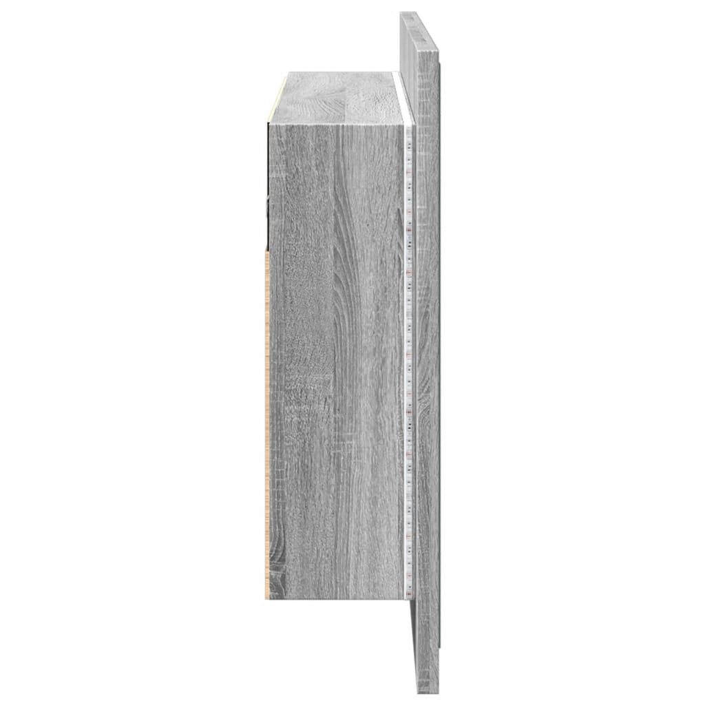 vidaXL Ντουλάπι Μπάνιου Καθρέφτη/Φως LED Γκρι Sonoma 80x12x45εκ Ακρυλ.