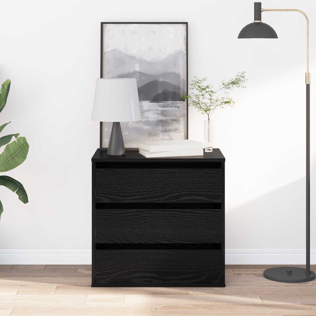 vidaXL Γωνιακό Κουτί με Συρτάρια Μαύρη Δρυς 60x41x58 εκ. Επεξεργασμένο Ξύλο
