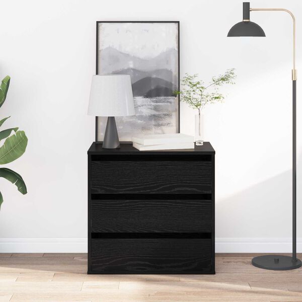 vidaXL Κουτί με Συρτάρια Μαύρη δρυς 60 x 41 x 58 cm Επεξεργασμένο ξύλο