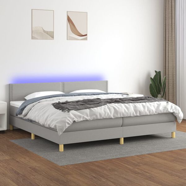 vidaXL &Kappa;&rho;&epsilon;&beta;ά&tau;&iota; Boxspring &mu;&epsilon; &Sigma;&tau;&rho;ώ&mu;&alpha; & LED &Alpha;&nu;.&Gamma;&kappa;&rho;&iota; 200x200&epsilon;&kappa;. &Upsilon;&phi;&alpha;&sigma;&mu;ά&tau;&iota;&nu;&omicron;