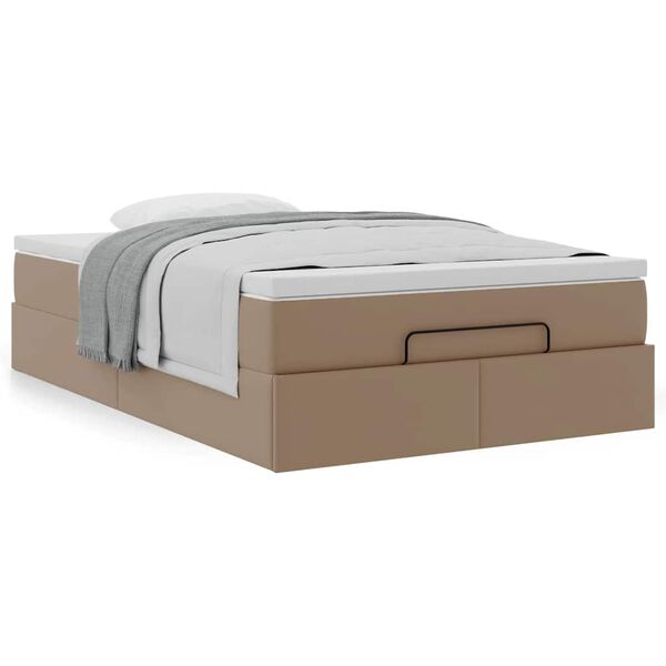 vidaXL Οθωμανικό κρεβάτι με στρώμα Cappucino 120x200cm Faux Leather