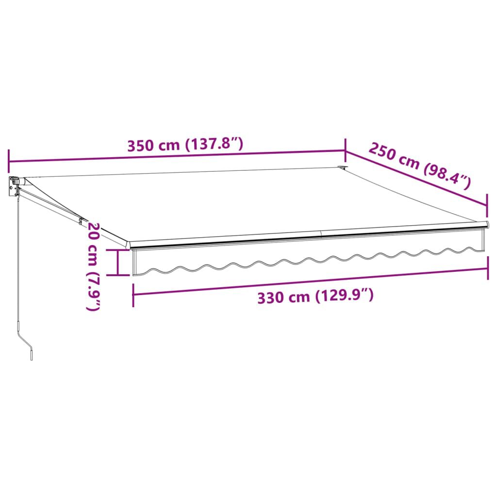 vidaXL Τέντα Πτυσσόμενη Ανθρακί και Λευκή 3,5x2,5μ. Ύφασμα / Αλουμίνιο