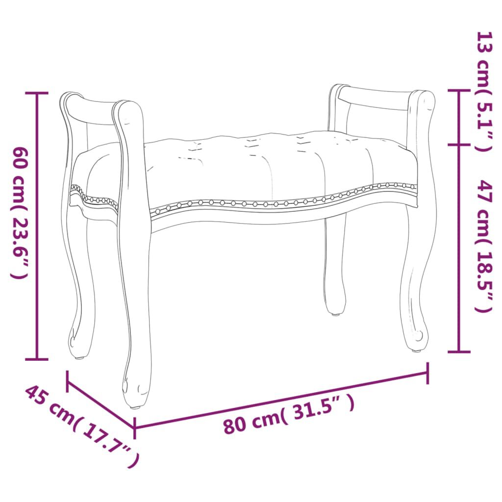 vidaXL Πάγκος Σκούρο Γκρι 80 x 45 x 60 εκ. Βελούδινος