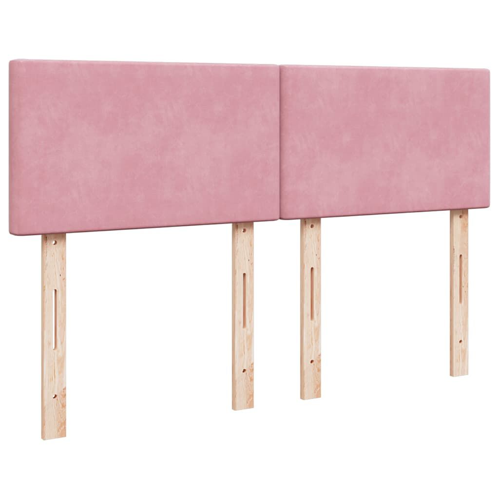 vidaXL Κρεβάτι Boxspring με Στρώμα Ροζ 140x200 εκ. Βελούδινο