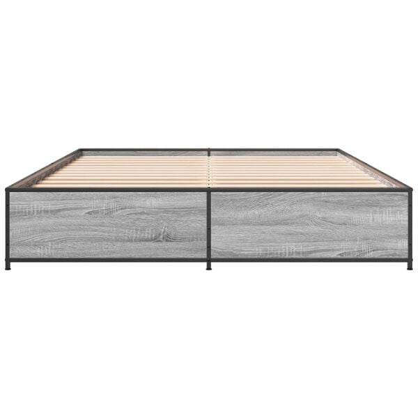 vidaXL Πλαίσιο Κρεβατιού Γκρι Sonoma 140x200 εκ. Επεξ. Ξύλο & Μέταλλο