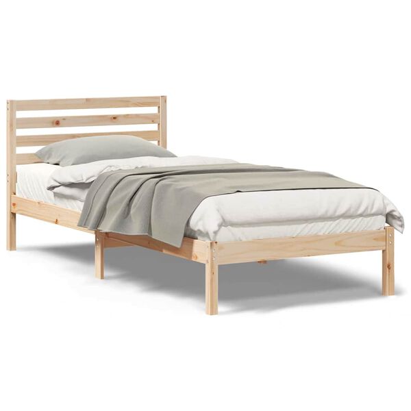 vidaXL Σκελετός Κρεβατιού Καφέ 100 x 220 cm Μασίφ ξύλο πεύκου