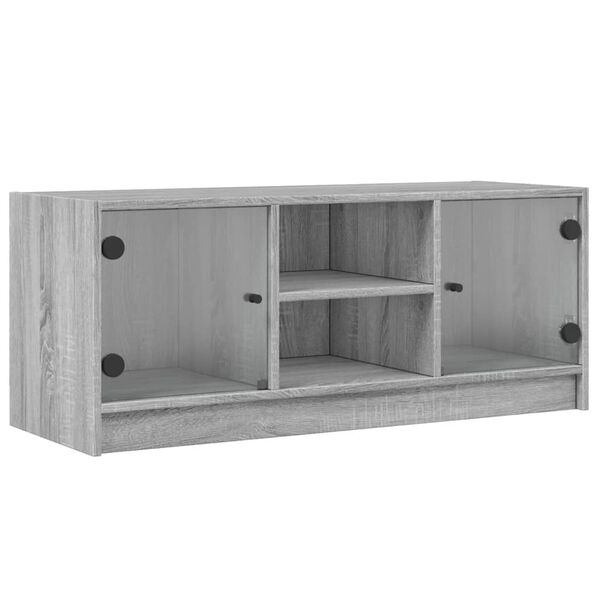 vidaXL Έπιπλο Τηλεόρασης Sonoma Γκρι 102x37x42 εκ. με Γυάλινες Πόρτες