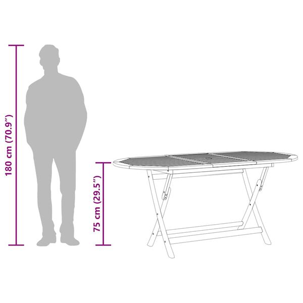 vidaXL Τραπέζι Κήπου Πτυσσόμενο 160 x 85 x 75 εκ Μασίφ Ξύλο Ευκαλύπτου