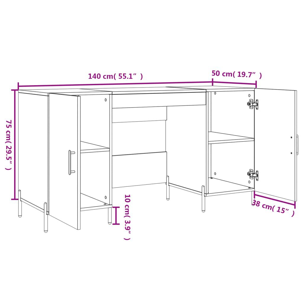 vidaXL Γραφείο Γυαλιστερό Λευκό 140x50x75 εκ. Επεξεργασμένο Ξύλο