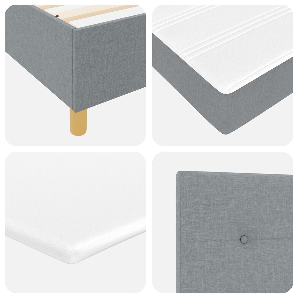 vidaXL Κρεβάτι Box Spring με Στρώμα Ανοιχτό Γκρι 90x200 εκ Ύφασμα