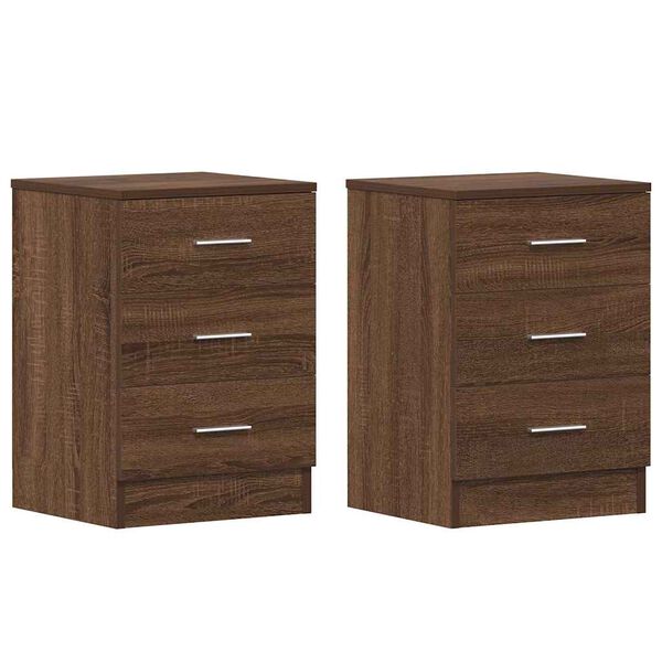 vidaXL Κομοδίνα 2 τεμ. Καφέ Δρυς από 38x35x56 Επεξεργασμένο Ξύλο
