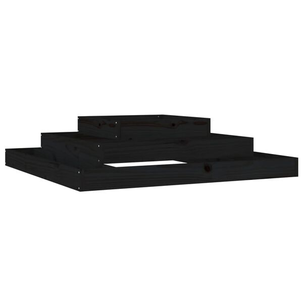 vidaXL Ζαρντινιέρα Μαύρη 110 x 110 x 27 εκ. από Μασίφ Ξύλο Πεύκου
