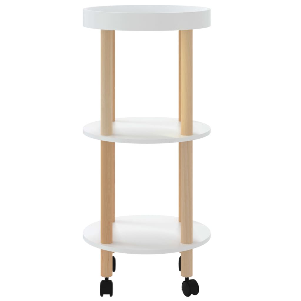 vidaXL Τρόλεϊ 3 Επιπέδων Λευκό 38 x 38 x 82 εκ. Επεξ. Ξύλο/Μασίφ Πεύκο
