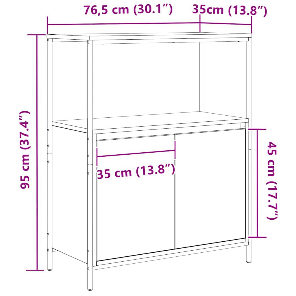 vidaXL Ντουλάπι μπάνιου με ράφια καφέ δρυς 76,5x35x95 εκ.