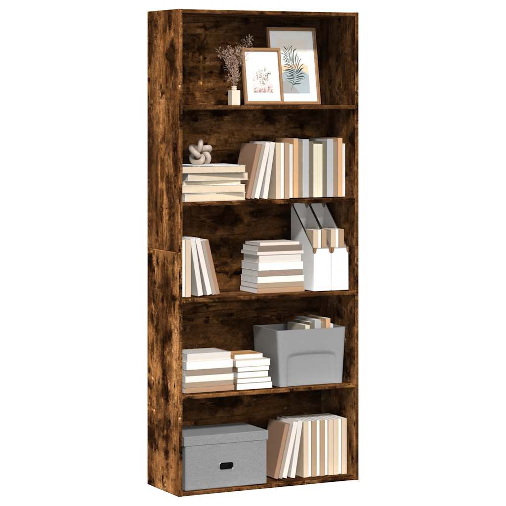 vidaXL Ντουλάπι βιβλίων καπνιστή δρυς 80x30x189 cm Κατασκευασμένο ξύλο