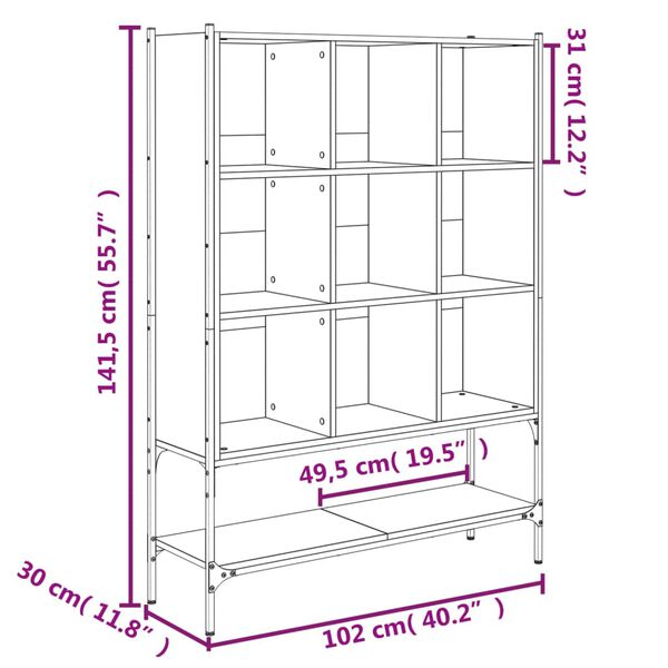 vidaXL Βιβλιοθήκη Καπνιστή Δρυς 102x30x141,5εκ. από Επεξεργασμένο Ξύλο