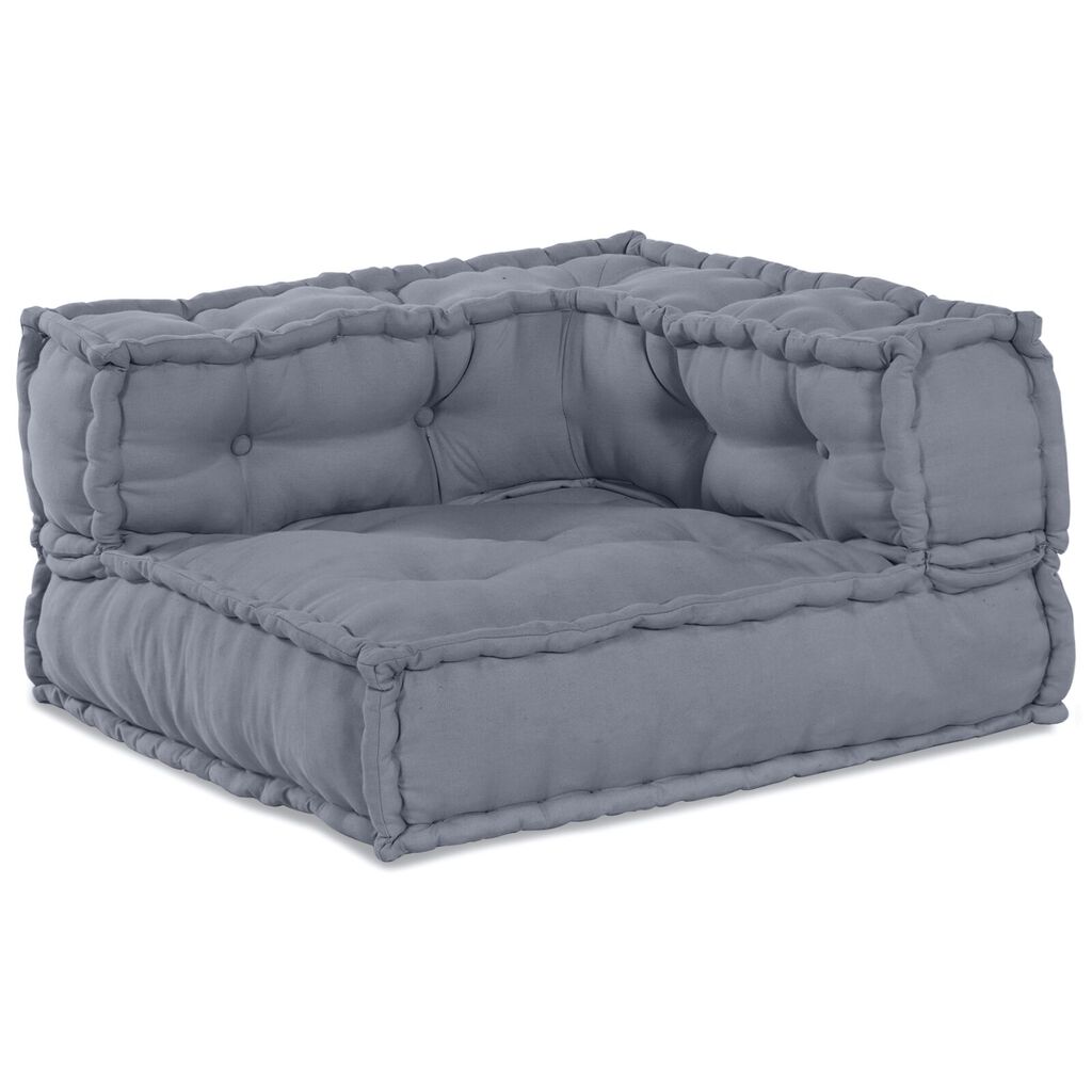 vidaXL Σαλονιού 4 Καθισμάτων Modular Pouffe Σαφάρι Γκρι Ύφασμα
