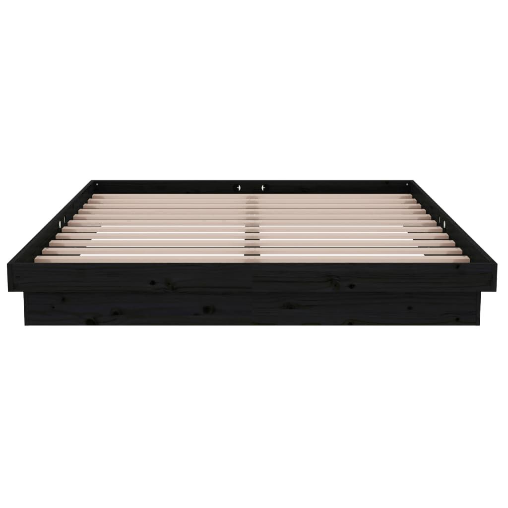 vidaXL Πλαίσιο Κρεβατιού Μαύρο 150 x 200 εκ. Μασίφ Ξύλο King Size