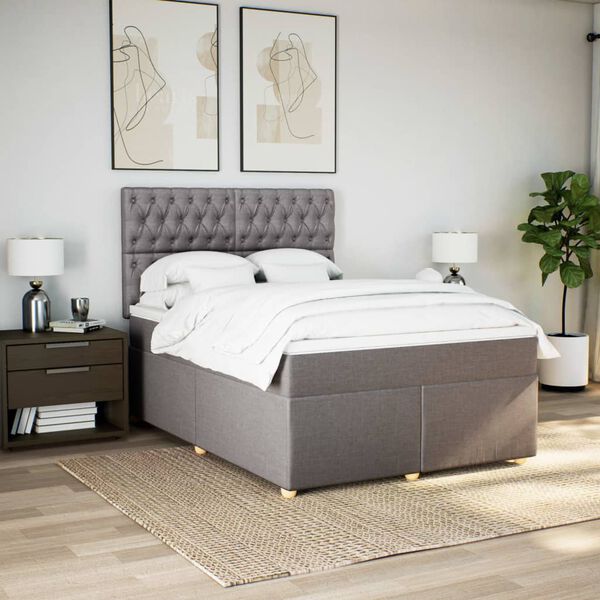 vidaXL &Kappa;&rho;&epsilon;&beta;ά&tau;&iota; Boxspring &mu;&epsilon; &Sigma;&tau;&rho;ώ&mu;&alpha; Taupe 160x200 &epsilon;&kappa;. &Upsilon;&phi;&alpha;&sigma;&mu;ά&tau;&iota;&nu;&omicron;