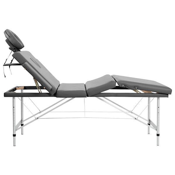 vidaXL Κρεβάτι Μασάζ 4 Θέσεων Ανθρακί 186x68 εκ. με Σκελετό Αλουμινίου