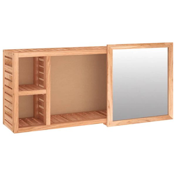 vidaXL Ντουλάπι με Καθρέφτη 80 x 17 x 34 εκ. από Μασίφ Ξύλο Καρυδιάς
