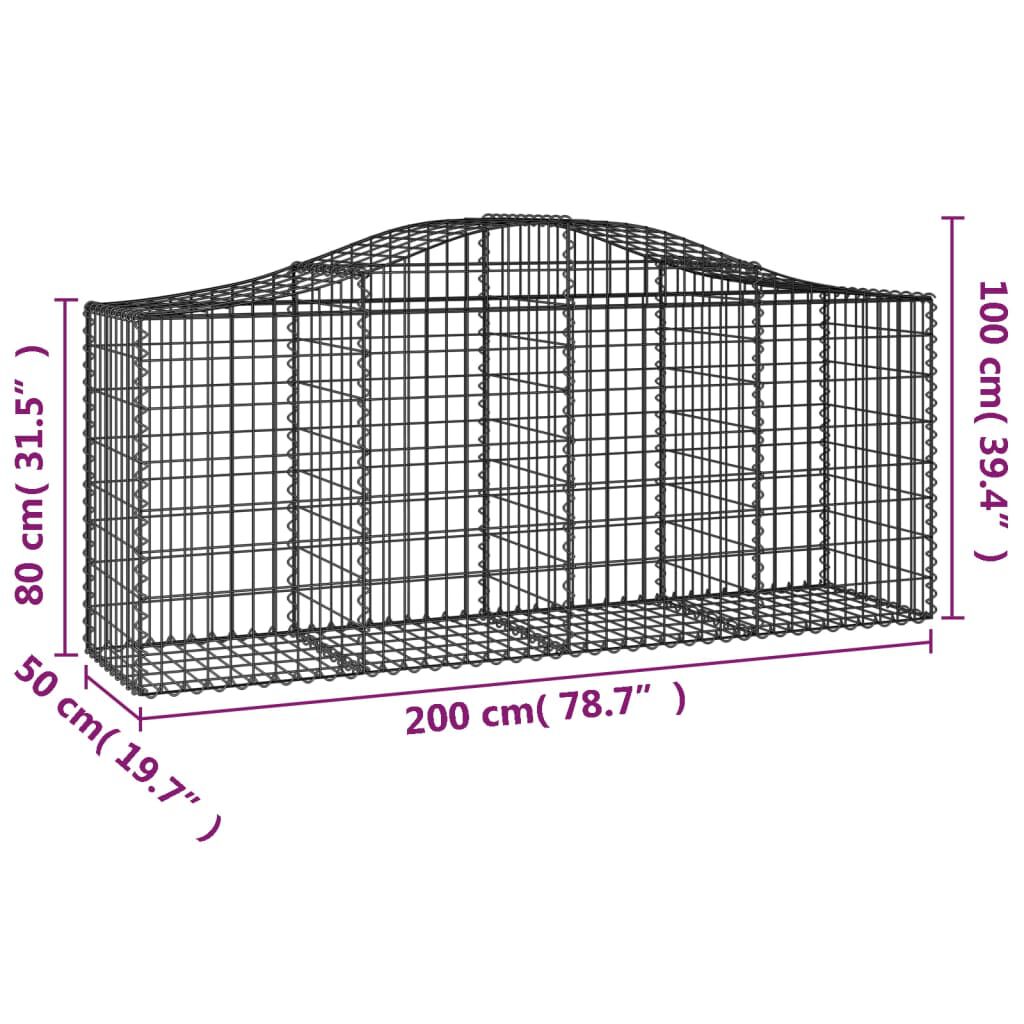 vidaXL Συρματοκιβώτια Τοξωτά 11 τεμ. 200x50x80/100 εκ. Γαλβαν. Ατσάλι