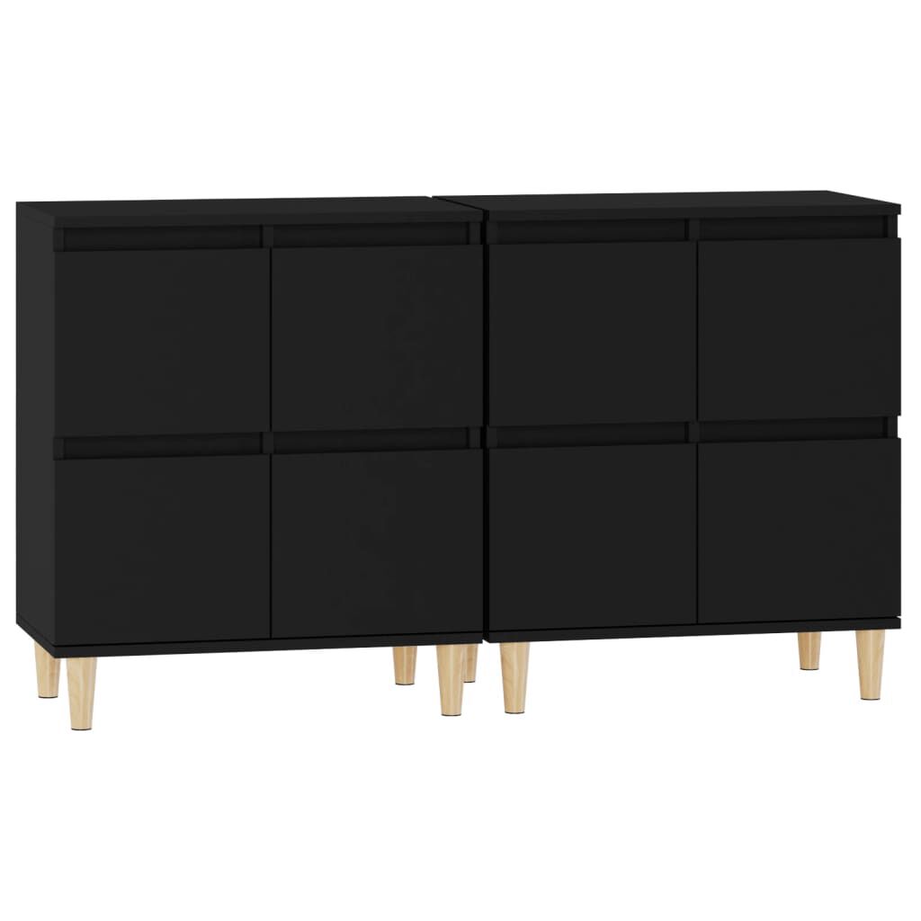 vidaXL Ντουλάπια 2 τεμ. Μαύρα 60x35x70 εκ. Επεξεργασμένο Ξύλο