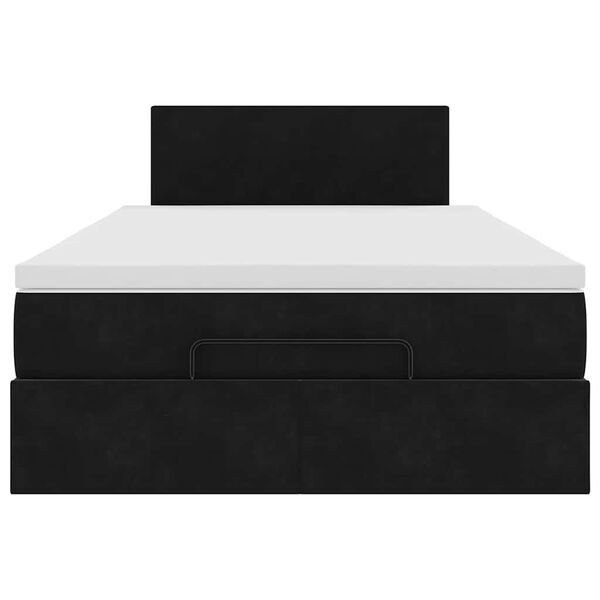 vidaXL Οθωμανικό κρεβάτι με στρώμα & LEDs Μαύρο 120x200cm Velvet