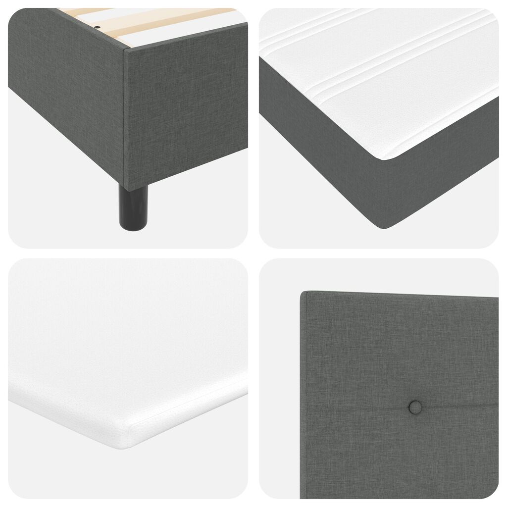vidaXL Βάση Στρωμάτων με Στρώμα & LED Σκούρο Γκρι 90x200 εκ. Υφασμάτινο