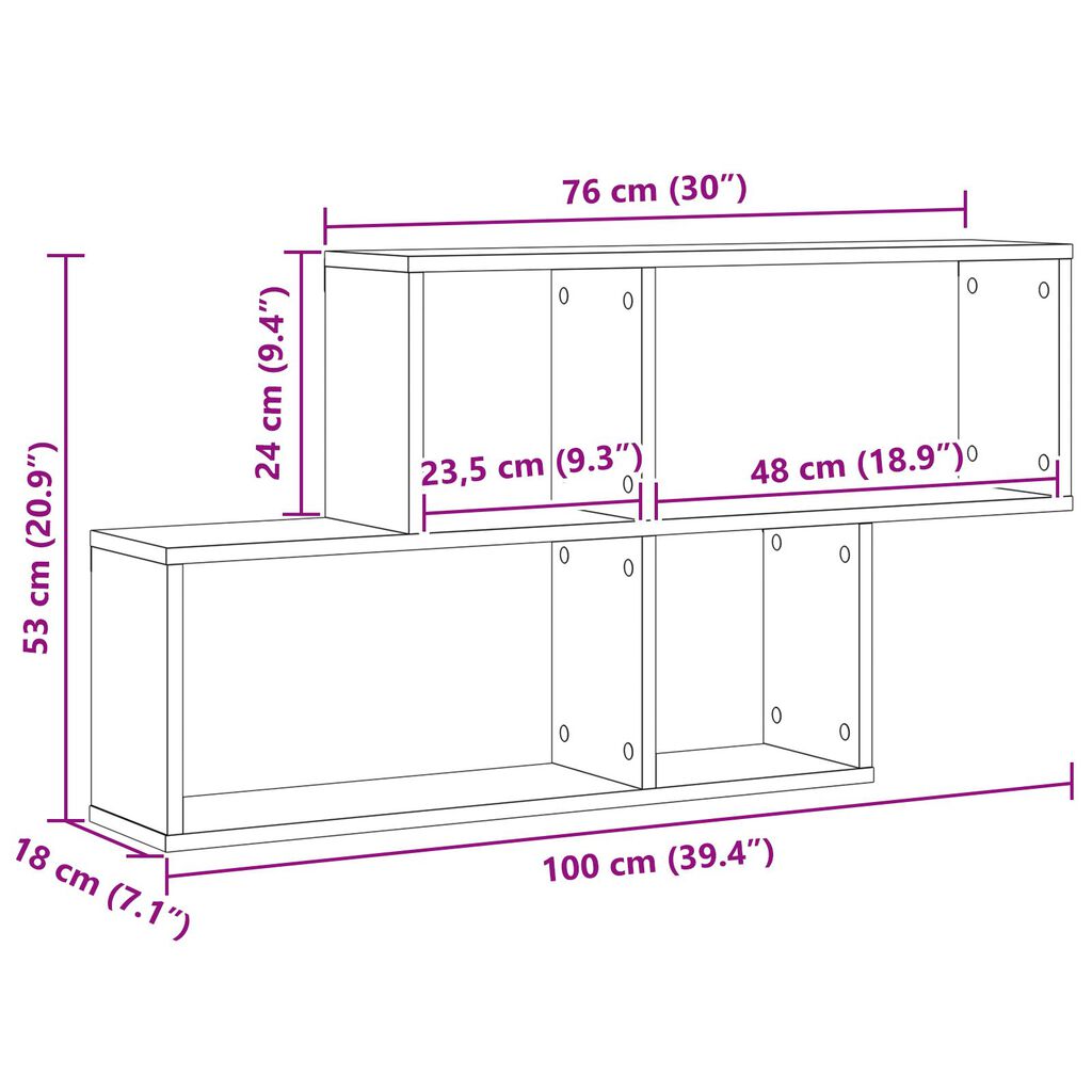 vidaXL Μαύρος Καρυδιάς Τοίχου Ντουλάπα 76x15x53 εκ. Κατασκευασμένο από Επεξεργασμένο Ξύλο