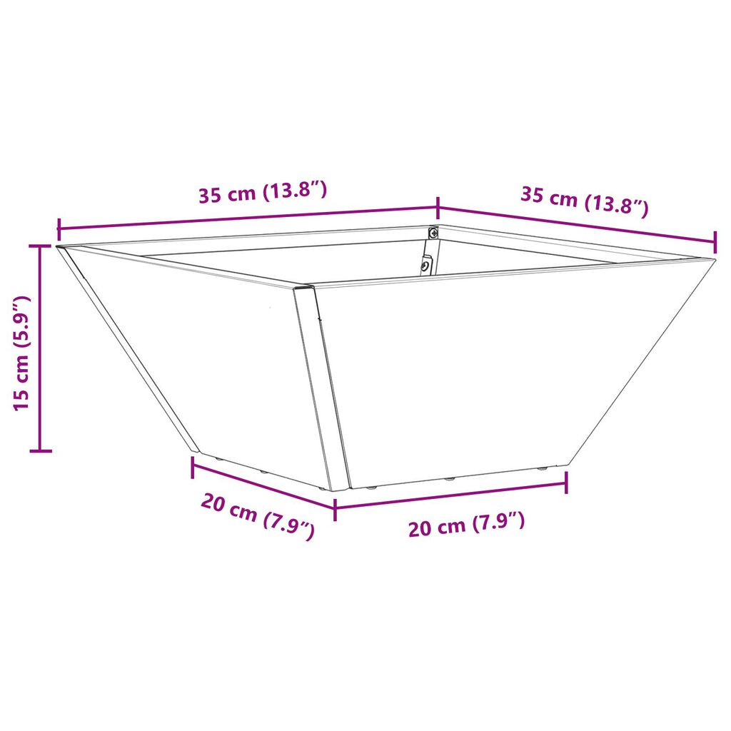 vidaXL Γλάστρα Metal Ανοξείδωτο ατσάλι 35 x 35 x 15 εκ. Μεταλλική Γλάστρα