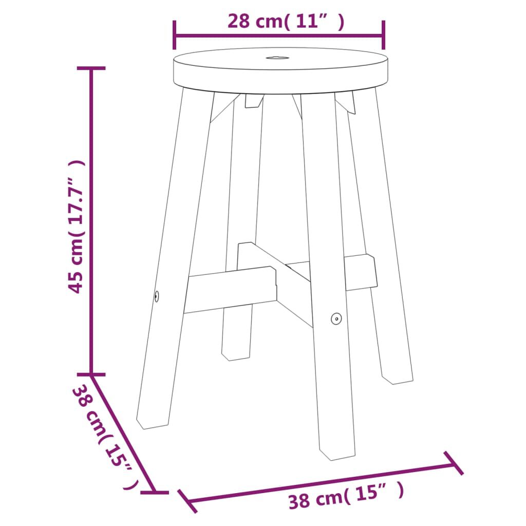 vidaXL Σκαμπό Καφέ 38 x 38 x 45 εκ. από Στρογγυλό Μασίφ Ξύλο Ακακίας