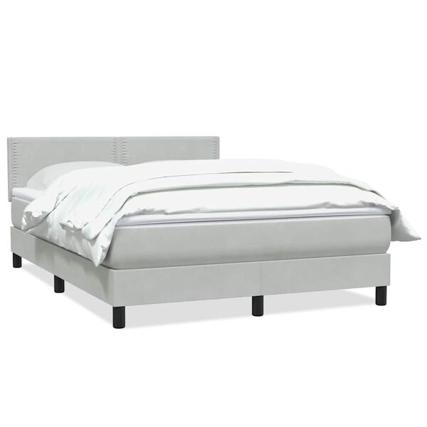vidaXL Κρεβάτι Boxspring με Στρώμα Ανοιχτό Γκρι 140x220 εκ. Βελούδινο
