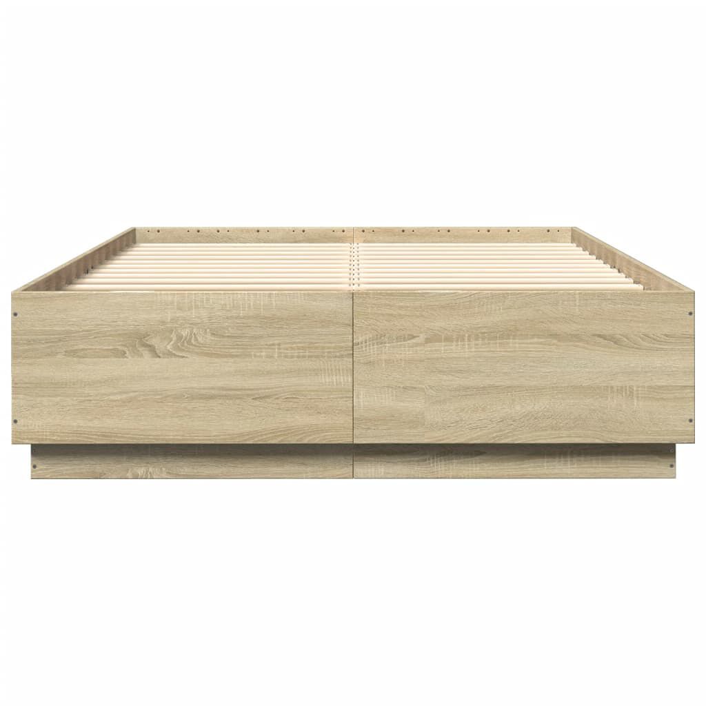 vidaXL Πλαίσιο Κρεβατιού με Φώτα LED Sonoma Δρυς 140x200εκ. Επεξ. Ξύλο
