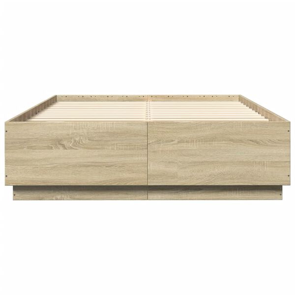 vidaXL Πλαίσιο Κρεβατιού με Φώτα LED Sonoma Δρυς 140x200εκ. Επεξ. Ξύλο