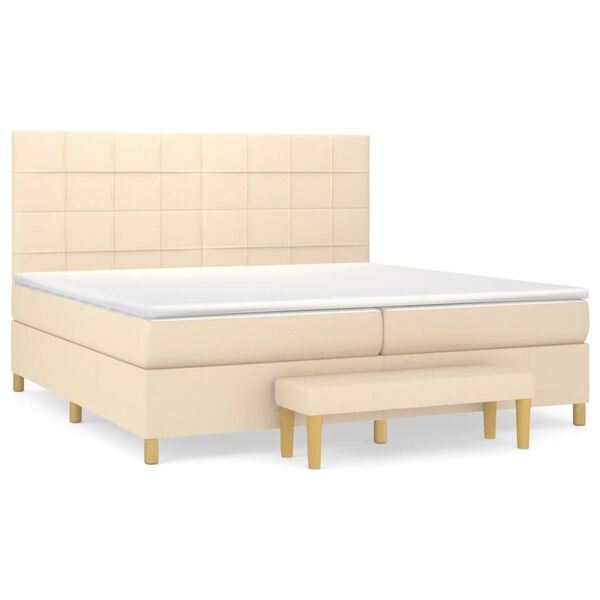 vidaXL &Kappa;&rho;&epsilon;&beta;ά&tau;&iota; Boxspring &mu;&epsilon; &Sigma;&tau;&rho;ώ&mu;&alpha; &Kappa;&rho;&epsilon;&mu; 200x200 &epsilon;&kappa;. &Upsilon;&phi;&alpha;&sigma;&mu;ά&tau;&iota;&nu;&omicron;