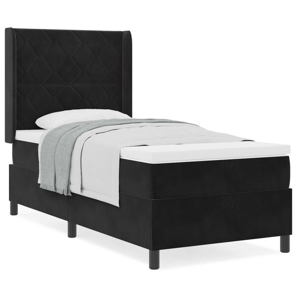 Κρεβάτι Box Spring vidaXL με Στρώμα Μαύρο 100x200 εκ. Βελούδο