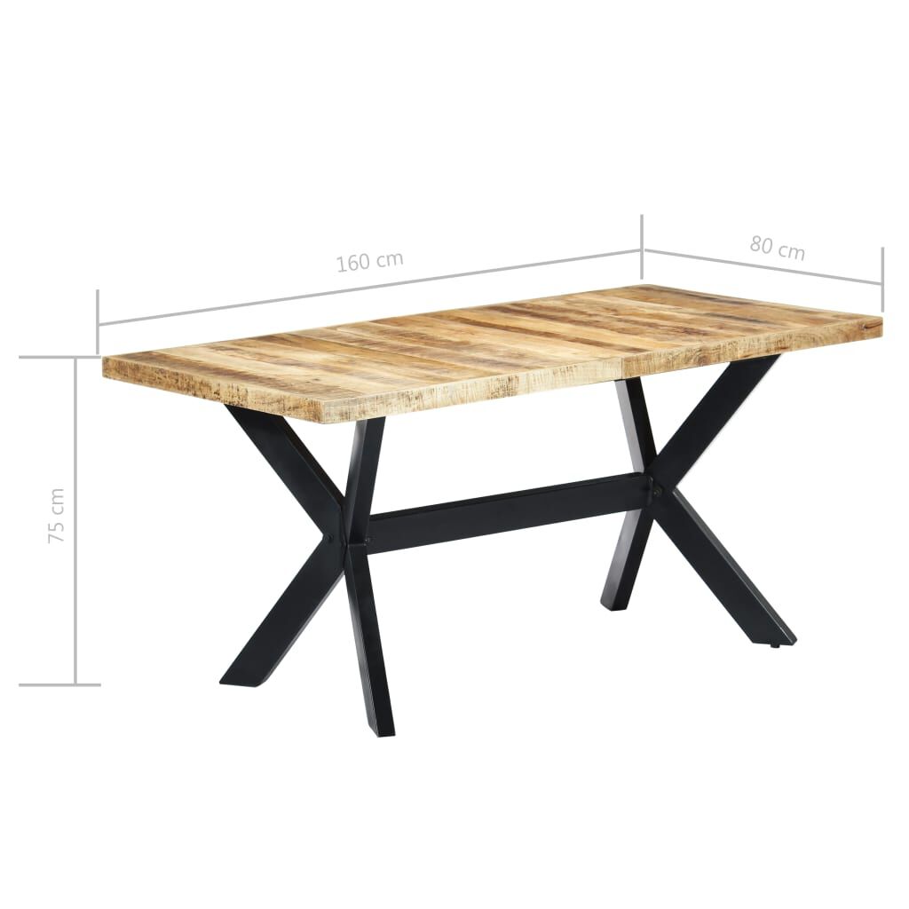 vidaXL Τραπεζαρία 160 x 80 x 75 εκ. από Μασίφ Ακατέργαστο Ξύλο Μάνγκο