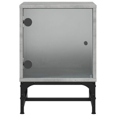 vidaXL Κομοδίνο Γκρι Σκυροδέματος 35x37x50 εκ. με Γυάλινη Πόρτα