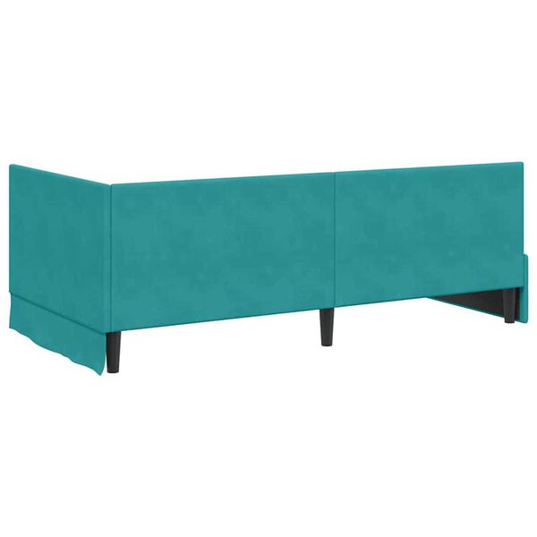 vidaXL Κρεβάτι Γωνίας με κεφαλάρι Τιρκουάζ 90 x 190 cm Βελούδο