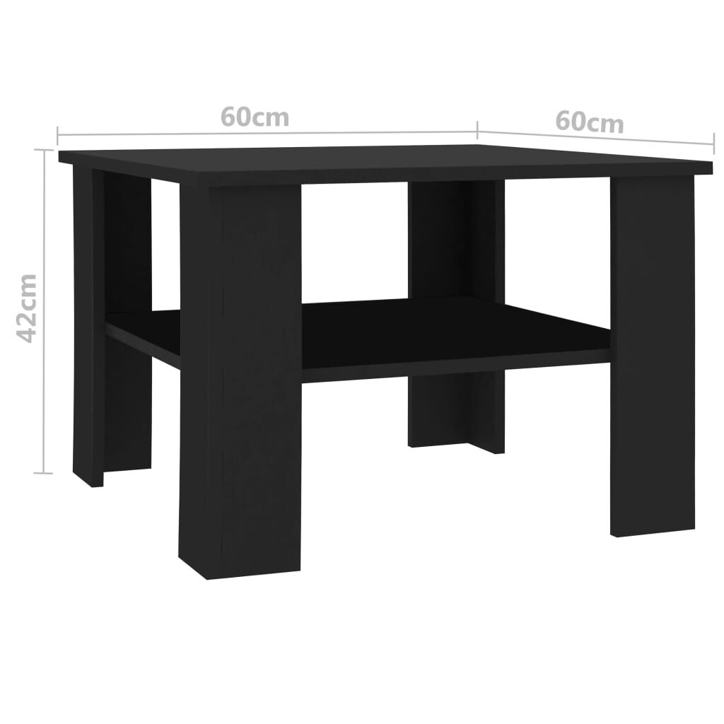 vidaXL Τραπεζάκι Σαλονιού Μαύρο 60 x 60 x 42 εκ. από Επεξ. Ξύλο