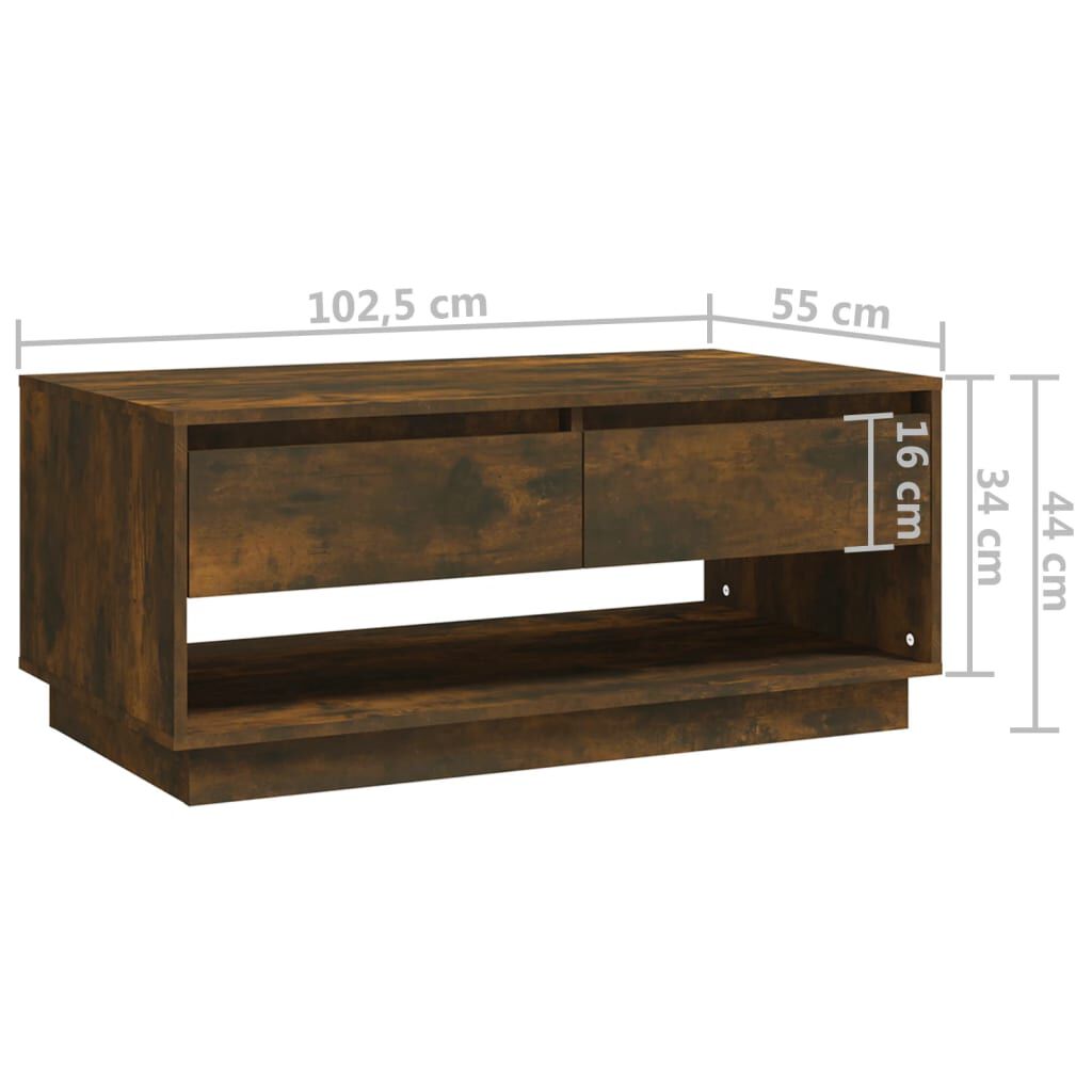 vidaXL Τραπεζάκι Σαλονιού Καπνιστή Δρυς 102,5x55x44 εκ. Επεξ. Ξύλο