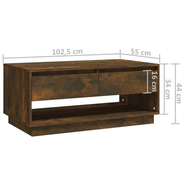 vidaXL Τραπεζάκι Σαλονιού Καπνιστή Δρυς 102,5x55x44 εκ. Επεξ. Ξύλο