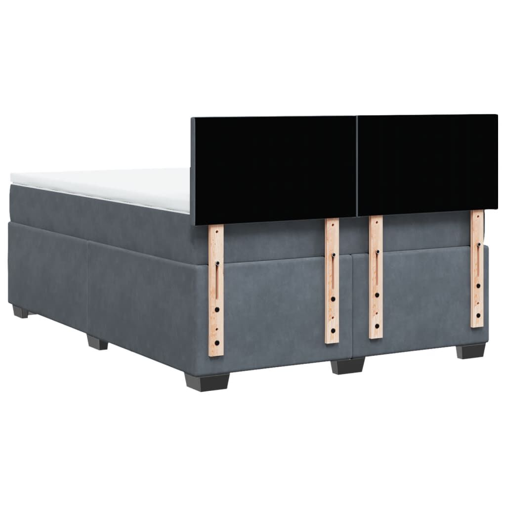 vidaXL Κρεβάτι Boxspring με Στρώμα Σκούρο Γκρι 140x190 εκ. Βελούδινο