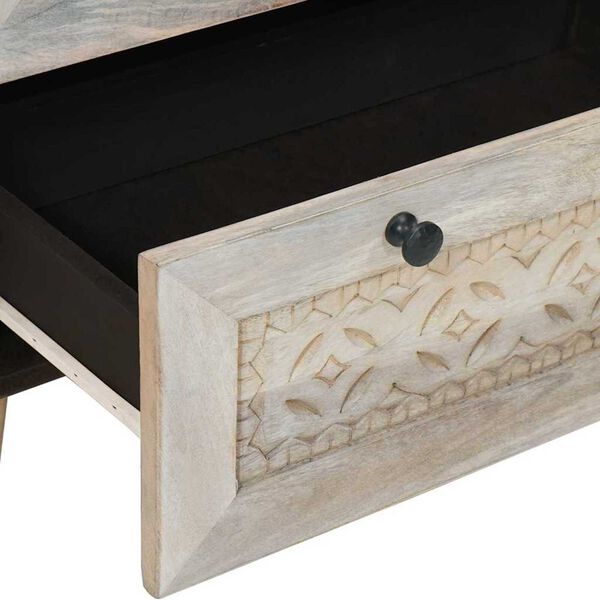 vidaXL Πλαϊνό γραφείο Λευκό 60 x 33 x 75 cm Μασίφ ξύλο μάνγκο