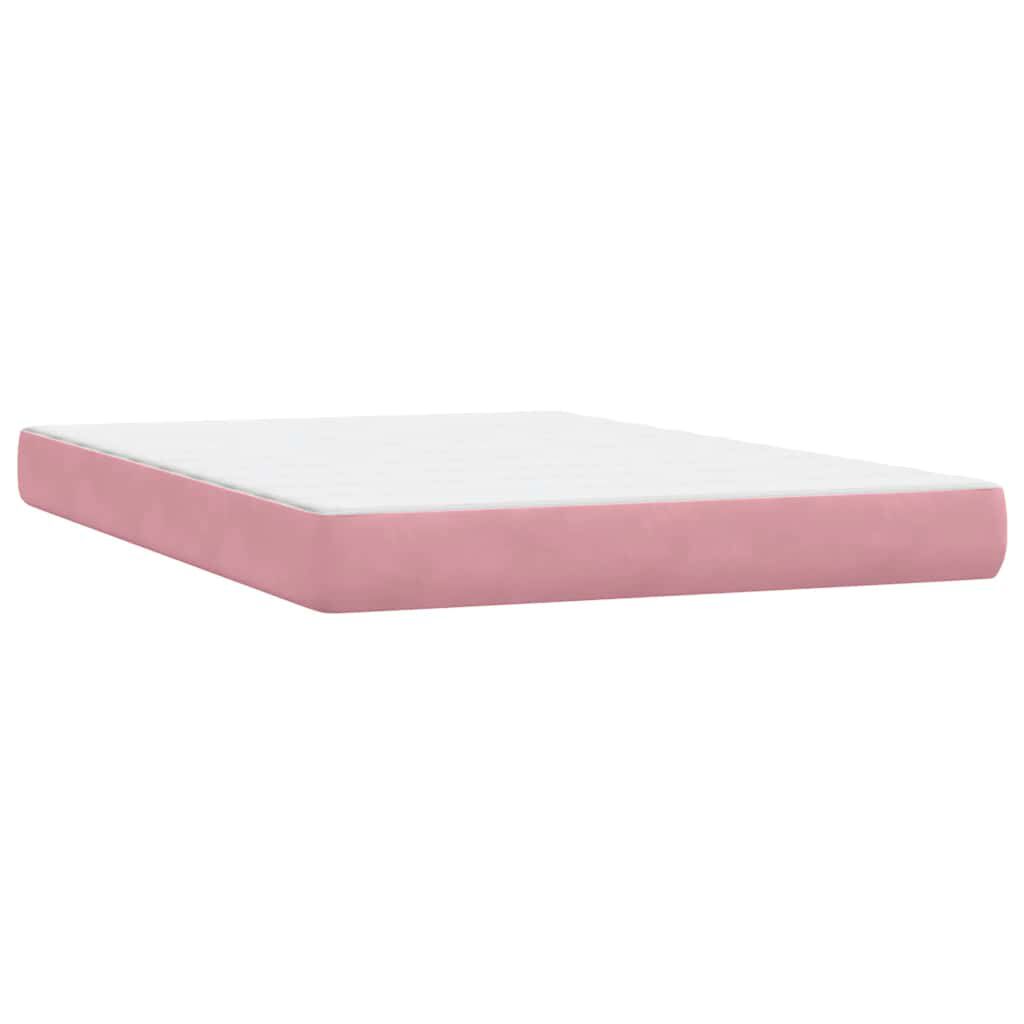 vidaXL Box Spring κρεβάτι με στρώμα ροζ 140x220 cm Βελούδινο